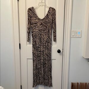 Zebra Print Long Sleeve Dress